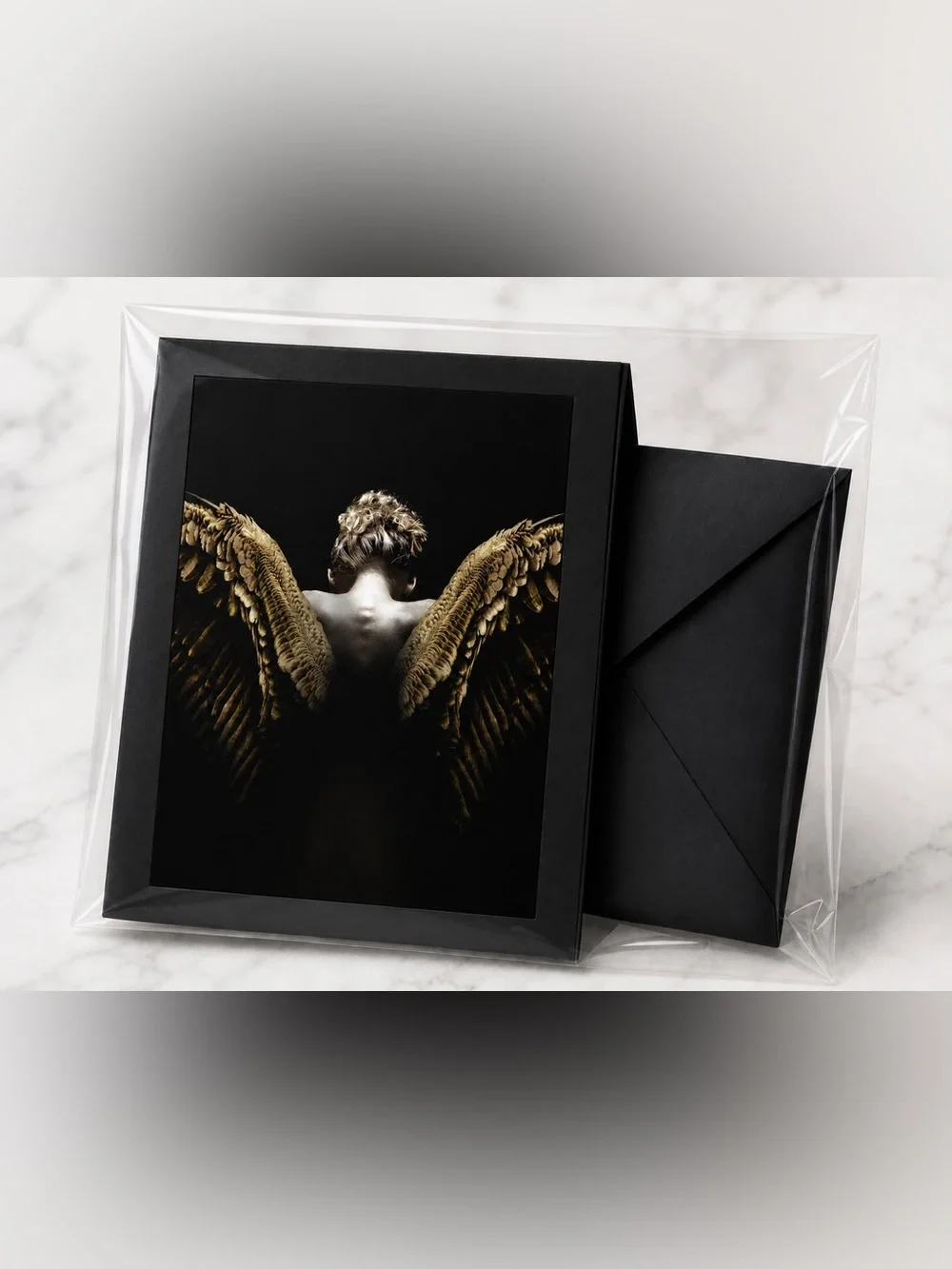 5x7 Dark Angel Wings Luxury Art Greeting Card